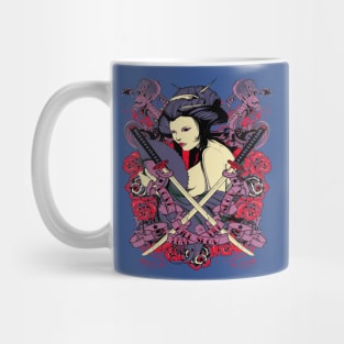 geisha with crossed swords flourish Mug